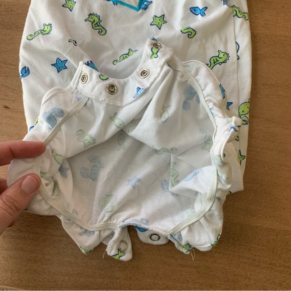 VINTAGE Baby Girl Romper Outfit 3-6 Mos Tropical Beach Ocean Crab Starfish 90s - Picture 6 of 7